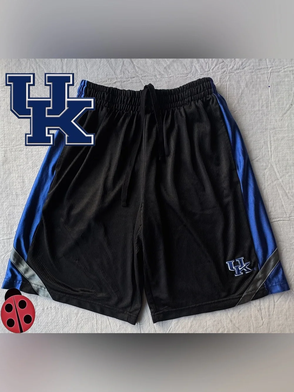 Campus Heritage Black Athletic Shorts with Blue Panels and Kentucky Logo -XL